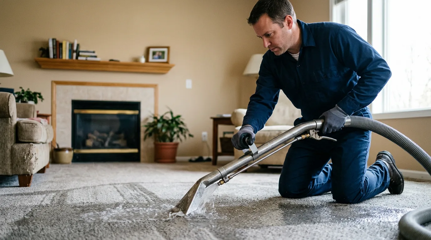 Water damage restoration technician working near Rutherford College, NC